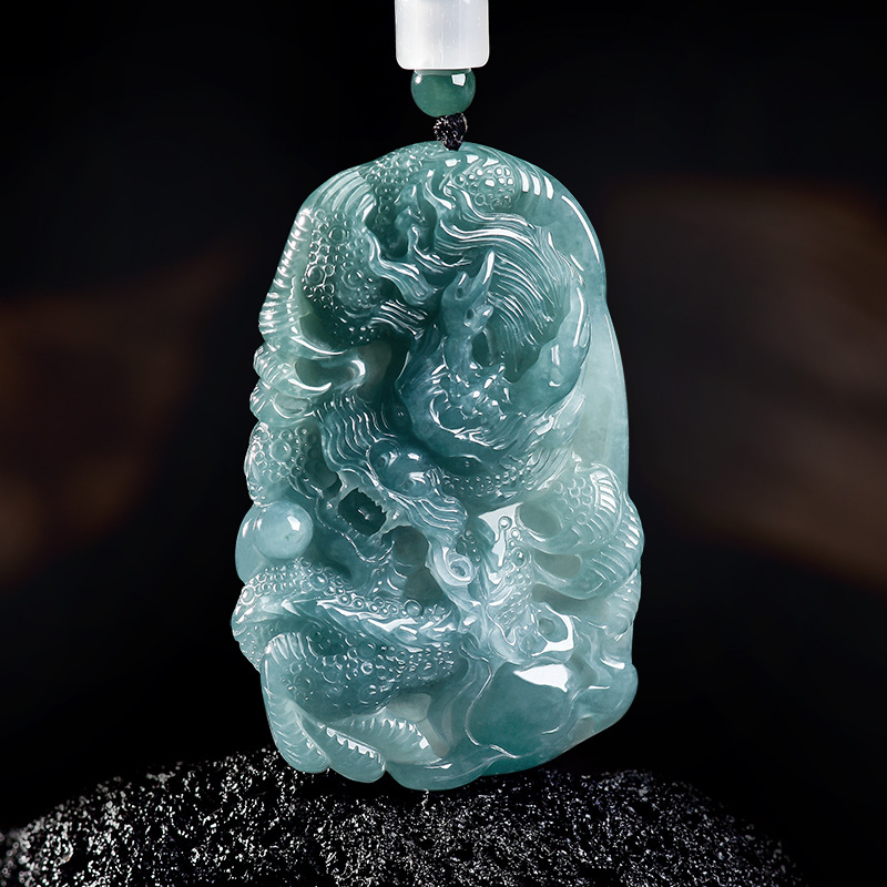 Women'S Accessories Designer - Natural Burmese Jadeite Dragon Pendant Necklace