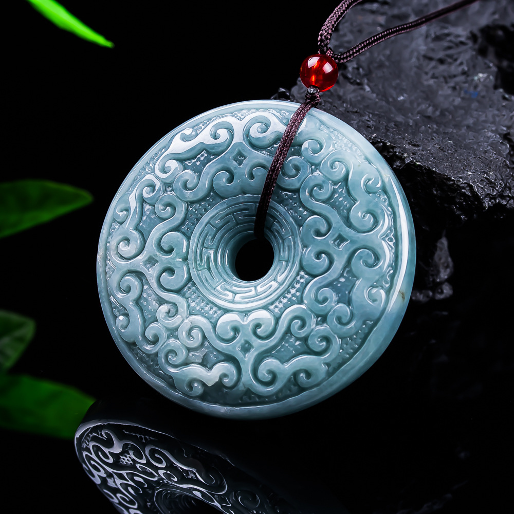 Women Accessories Gift - Natural Burmese Jadeite Flower Pendant Necklace