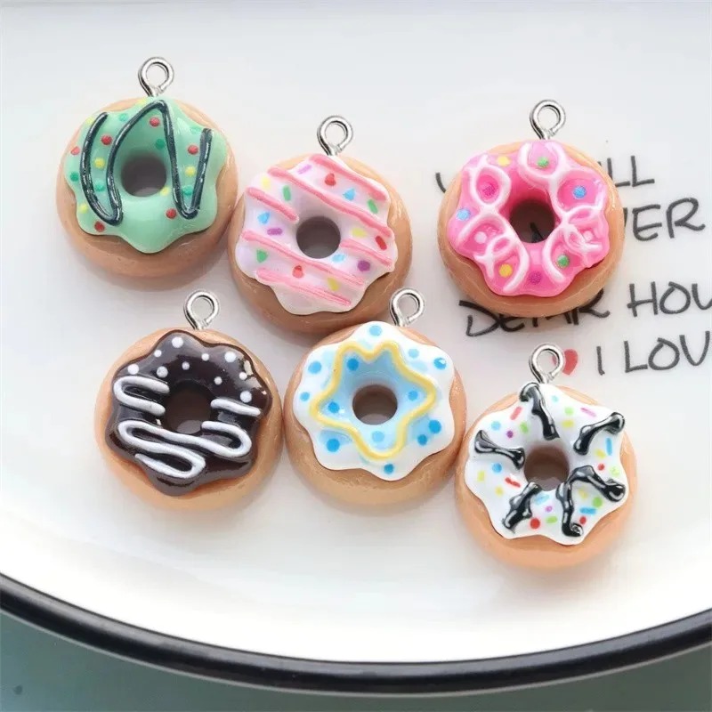 Women Accessories Pack - 10Pcs Resin Donut Charms Colorful Mini