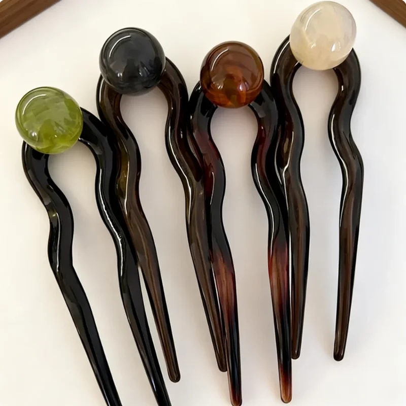 Women Accessories Shop - Fashion Colored Pearl U-Shaped Hair Sticks