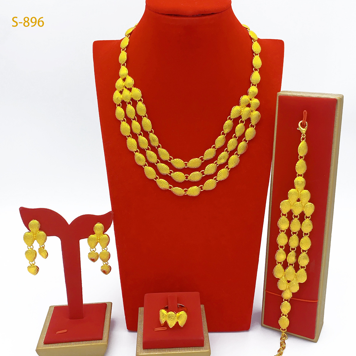 Charm Necklace Dainty - Water Drop Bead Bridal Jewelry Set
