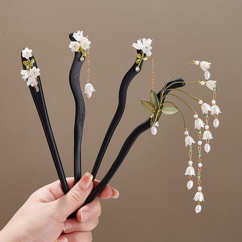 Women Accessories Shop - Wooden Flower Hairpin Vintage Convallaria Majalis