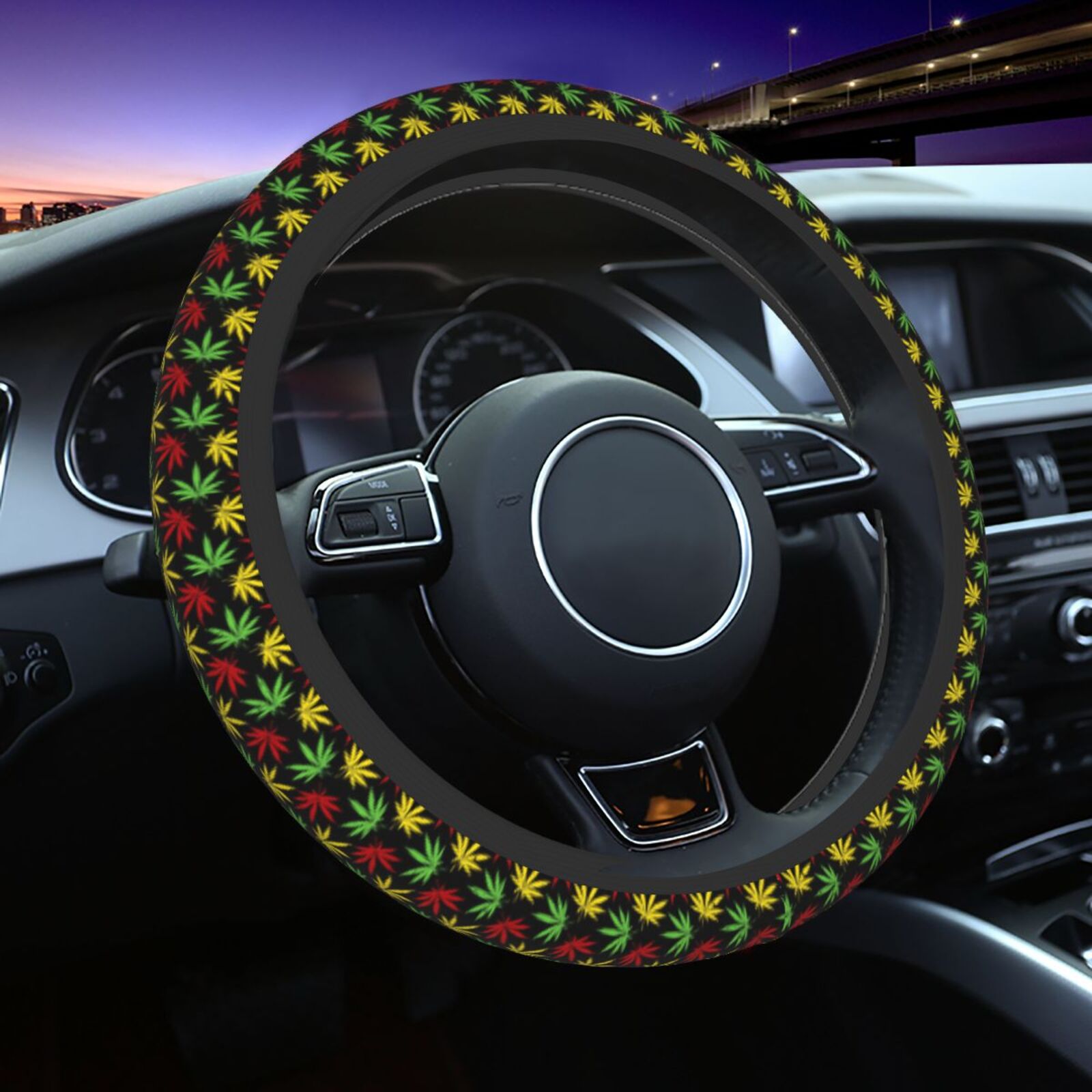 Women'S Accessories Vans - Colorful Weed Leaf Print Steering Wheel