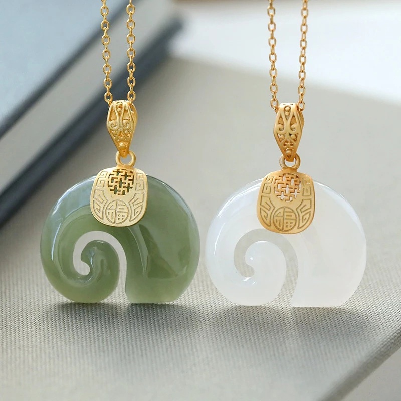Charm Necklace Dainty - Boutique Natural Stone Hetian Jade Elephant