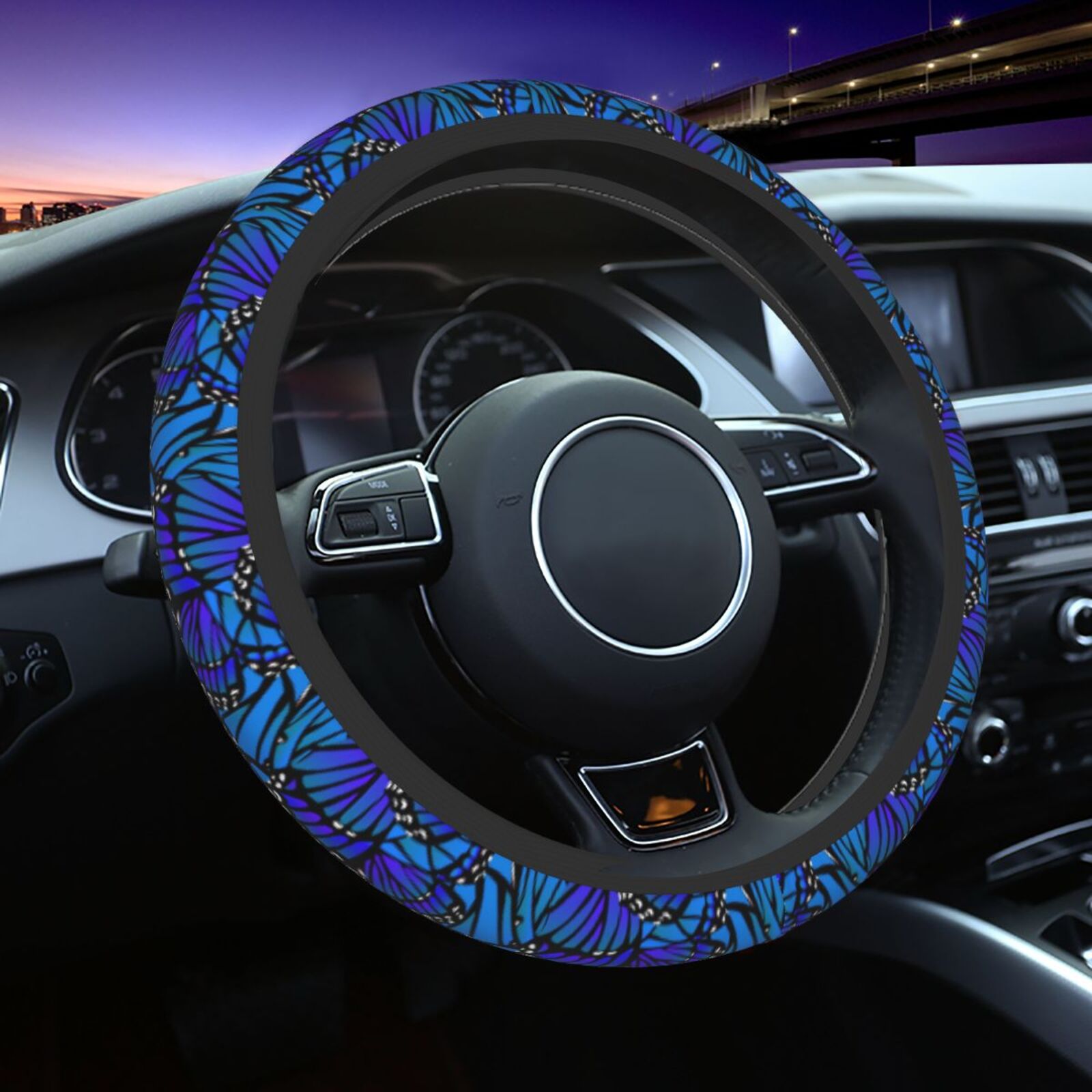Women'S Accessories Vans - Blue Butterfly Pattern Print Steering Wheel