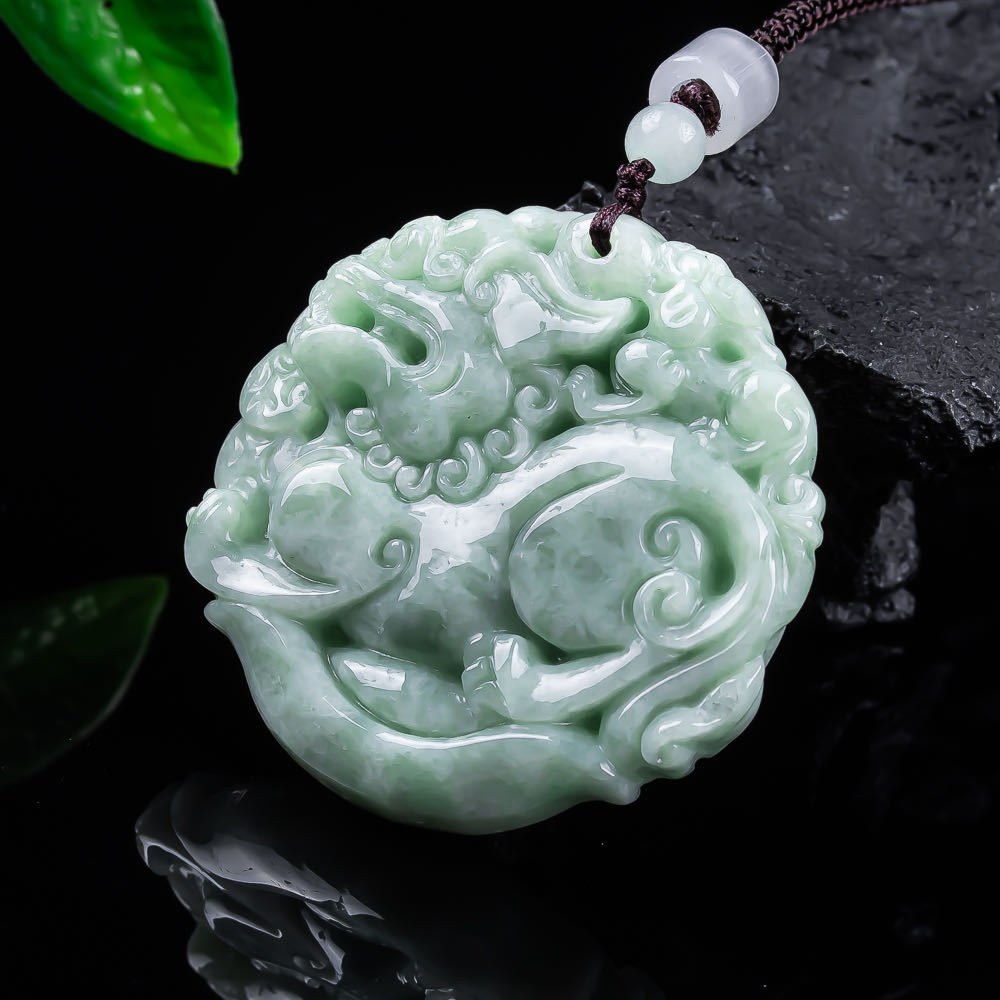 Women Accessories Gift - Natural Myanmar Jadeite Pixiu Pendant Necklace