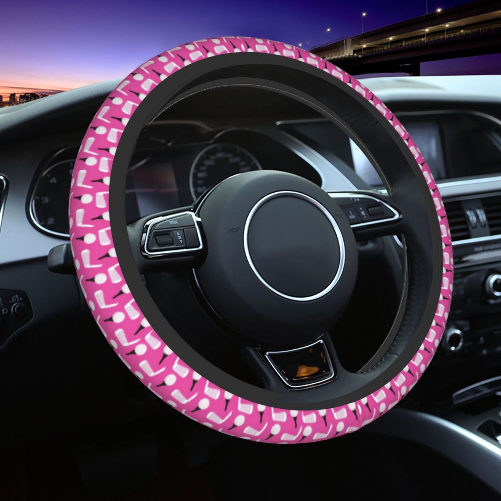 Women'S Accessories Vans - Cartoon Pink Golf Pattern Steering Wheel