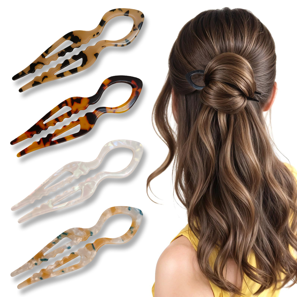 U-Shaped Hair Sticks Tortoises - Women Accessories Shop review and price