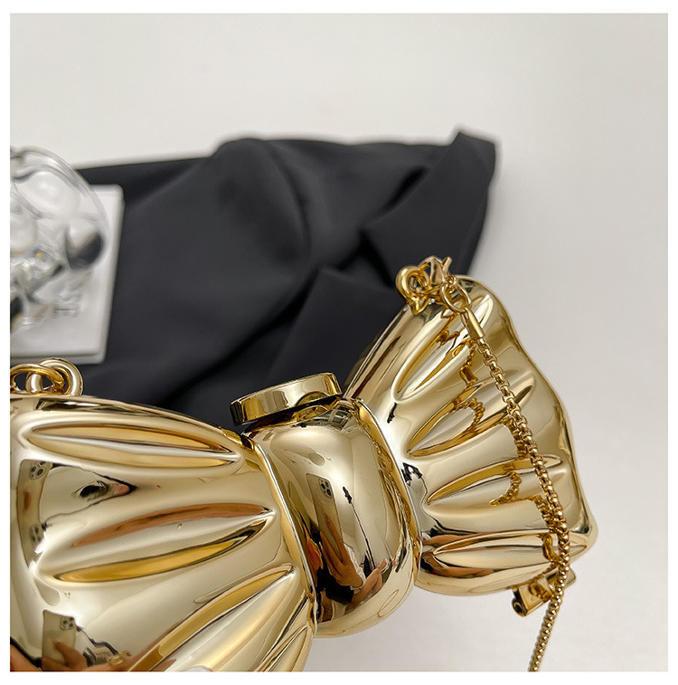 Glossy Gold Metal Bow Shaped M - Wallet Chain Bag review and price