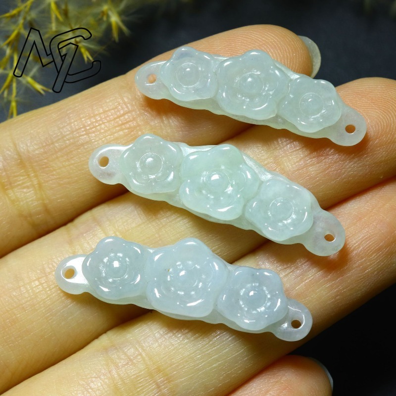 1pc Natural Jadeite Emerald Fl - Women Accessories Gift review and price