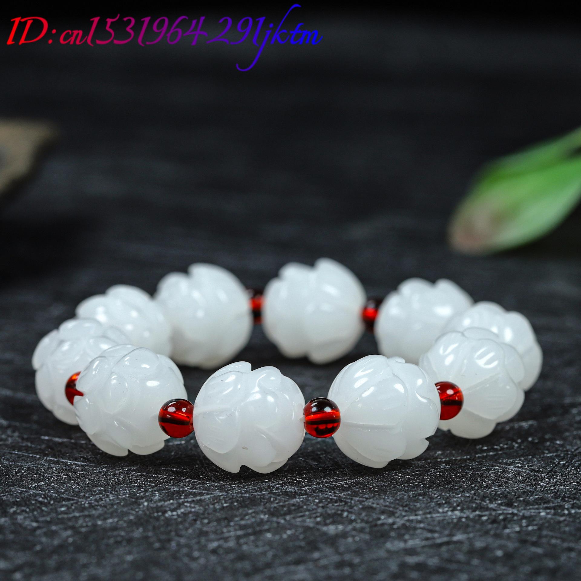 White Real Jade Lotus Bracelet - Women Accessories Gift review and price