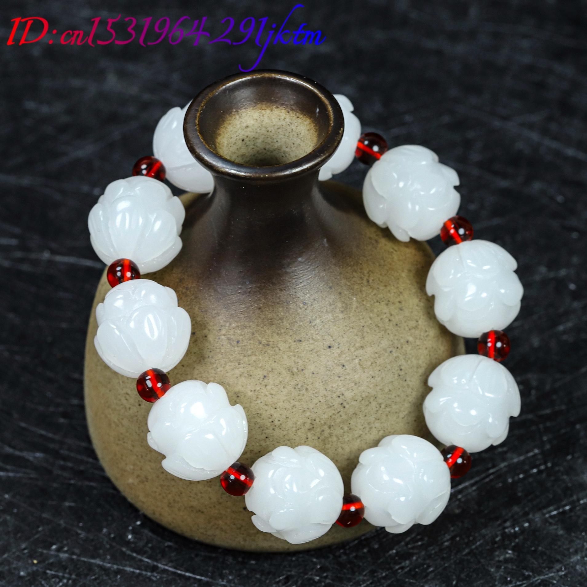 White Real Jade Lotus Bracelet - Women Accessories Gift review and price