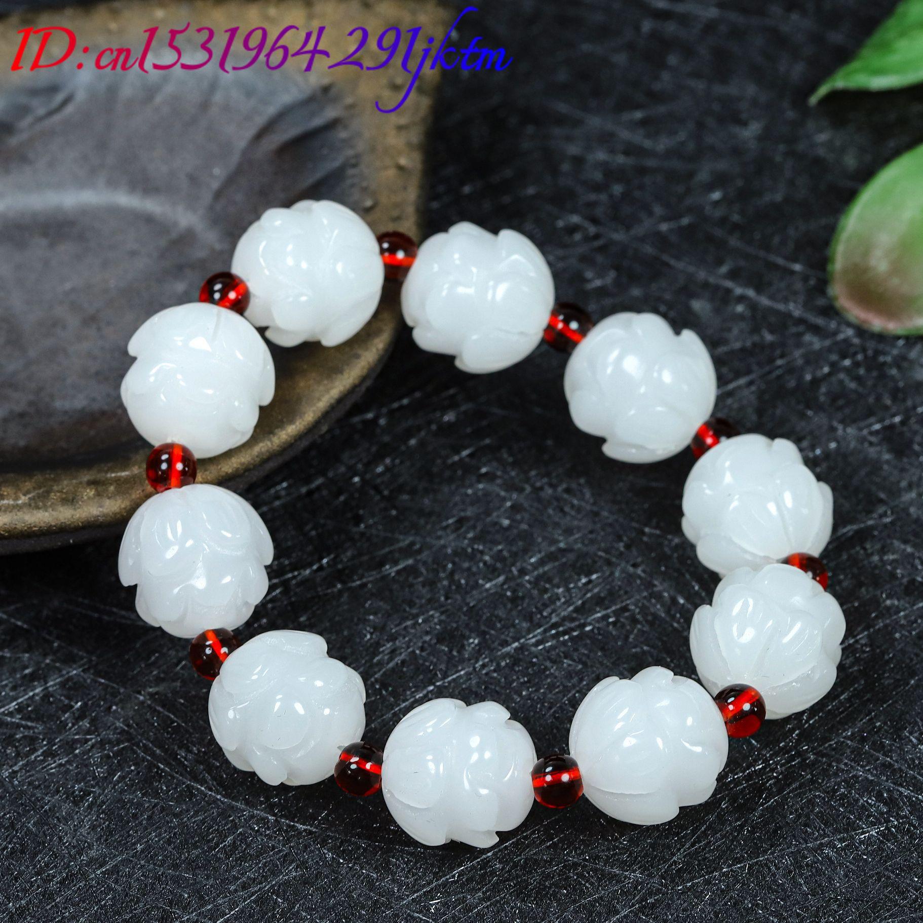 White Real Jade Lotus Bracelet - Women Accessories Gift review and price