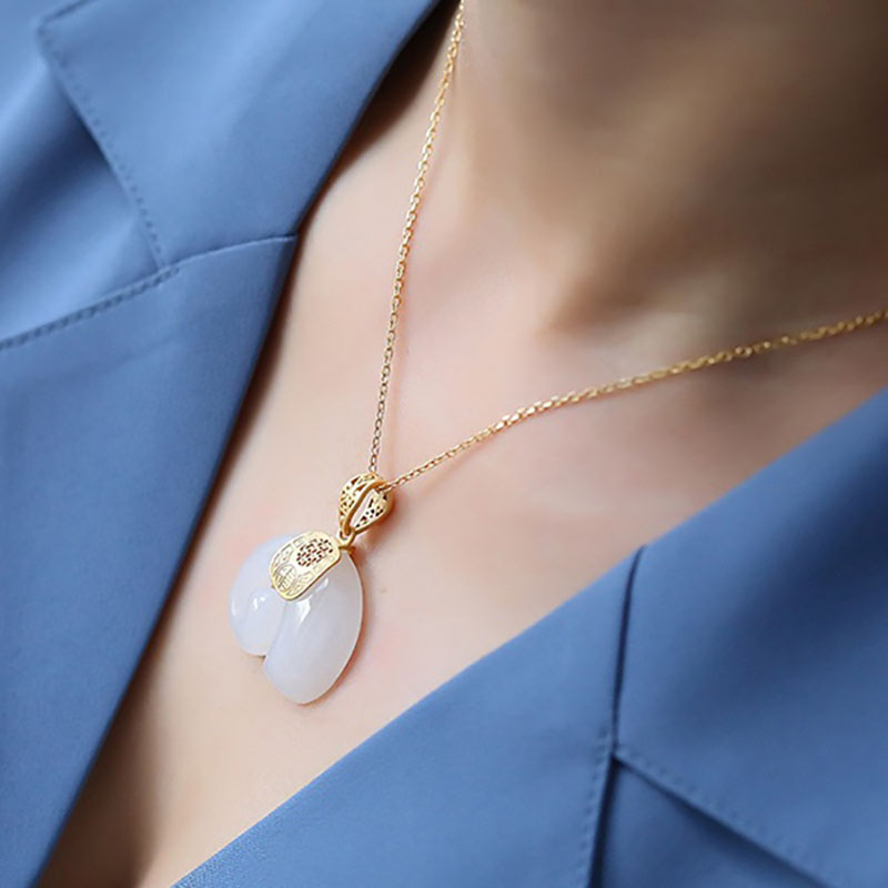 Boutique Natural Stone Hetian  - Charm Necklace Dainty review and price